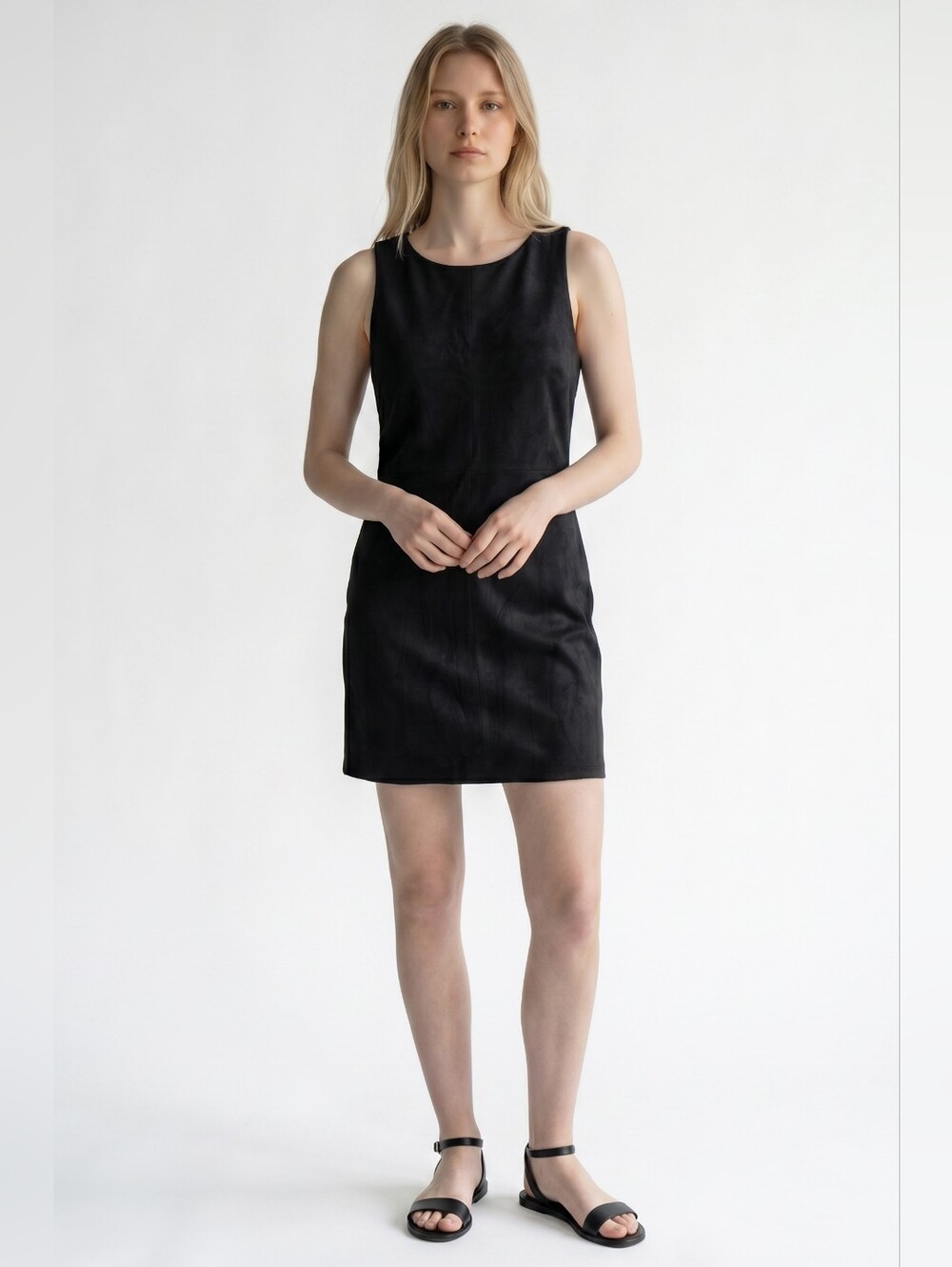 Cupcakes and Cashmere Westmore Black Faux Suede Sleeveless Mini Dress Size L